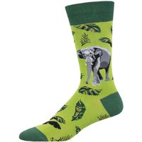 Animal Crackers Men's 'Asian Elephant' Elephant Design Socks Quality Cotton Mix Novelty Wildlife Lover Gift in Green | Size: Standard