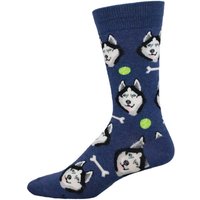 Socksmith Men's 'Give A Dog A Bone' Husky Design Socks Dog Lover Gift in Blue | Size: Standard