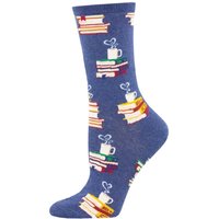 Socksmith Women's 'Love Stories' Books Design Socks Quality Cotton Mix Novelty Book Lover Gift in Blue | Size: 3-8