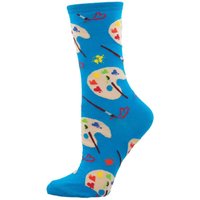 Socksmith Women's 'Lovely Art' Art Design Socks Quality Cotton Mix Novelty Artist Gift in Blue | Size: 3-8