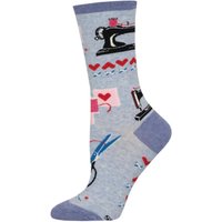 Socksmith Women's 'Sew In Love' Sewing Machine Design Socks Quality Cotton Mix Novelty Sewer Gift in Blue | Size: 3-8