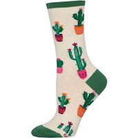 Socksmith Women's 'Court Of Cactus' Plant Design Socks Novelty Plant Lover Gift in Ivory | Size: 3-8