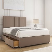 BSSPOKE Monaco Velvet Divan Bed Set 24"Headboard 2Drawers Same Side & Mattress in Bronze | Size: Super King