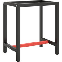 Berkfield Home Work Bench Frame Matte Black & Matte Red 70x50x79 cm Metal | Size: 70 x 50 x 79 cm