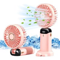Dragodirect 2 in 1 Portable Mini Handheld Fan Rechargeable LED Portable Table USB-C Pink