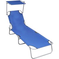 Berkfield Home Folding Sun Lounger with Canopy Blue Aluminium