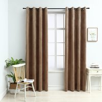 Berkfield Home Blackout Curtains with Rings 2 pcs Velvet Beige 140x245 cm