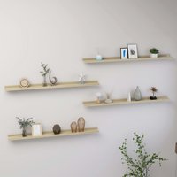 Berkfield Home Wall Shelves 4 pcs Sonoma Oak 100x9x3 cm in Brown | Size: 100 x 9 x 3 cm