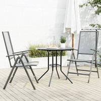 Berkfield Home Reclining Garden Chair Set 3 pcs Anthracite Powder-coated Steel in Black