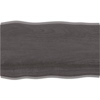 Berkfield Home Table Top Dark Grey 100x60x(2-4) cm Treated Solid Wood Live Edge in Brown