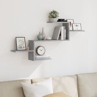 Berkfield Home Wall Shelf Concrete Grey 104x15x49 cm Engineered Wood | Size: 104 x 15 x 49 cm