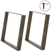 Berkfield Home vidXL Dining Table Legs U-Shaped 2 pcs Natural Steel 90x(72-73) cm Steel in Brown