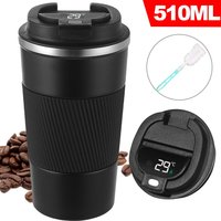 VOGREX 510ml Leakproof Travel Mug Insulated Stainless Steel Coffee Cup in Black