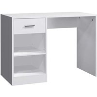 VOGREX 100cm Computer Desk Study Writing Table PC Laptop Desk with Drawer 2 Shelves in White | Size: 100 cm