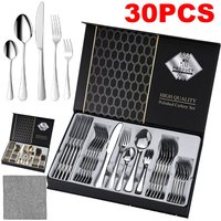 VOGREX 30X Cutlery Stainless Steel High Grade Tableware Fork Tea Spoons Tool in Silver