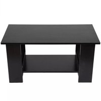 VOGREX Modern Coffee Table Living Room Tea End Desk With Lower Storage Shelf in Black
