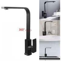 VOGREX Kitchen Sink Mixer Taps Swivel Spout Single Lever Tap in Black