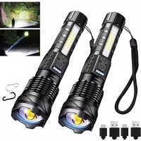 Hinsinc 2X 990000000LM Super Bright Flashlight LED Rechargeable Torch in Black