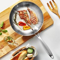 Hinsinc 28CM Stainless Steel Frying Pan Nonstick Pan Uncoated Kitchen in Silver