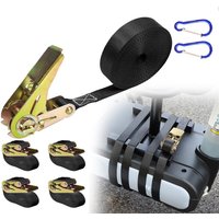 Hinsinc 4PCS Ratchet Straps Tie Down 6m x 25mm endless 6 M Black Straps UK