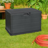EONLION 200L Large Anthracite Lockable Garden Cushion Box Outdoor Storage Chest Handles in Black