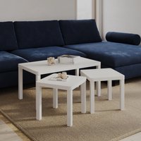 EONLION Set of 3 White Wooden Nesting Stacking Coffee Side Centre Tables Living Room