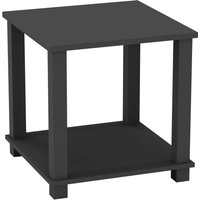 EONLION 2 Tier S-Tube End Table Black Wood Bedside Nightstand With Storage Shelf