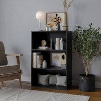 EONLION 3 Tier Book Shelf Deep Bookcase Storage Cabinet Display Black