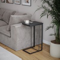 EONLION C Shaped Side End Table Coffee Snack Living Room Bedside Metal Frame Black