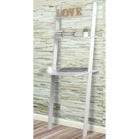 EONLION White Or Grey Ladder Desk 2 Shelf Wooden Bedroom Computer Table Work Office Unit