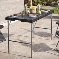 EONLION 4ft Black Rattan Design Folding Table Outdoor Portable Carry Handle Garden Patio