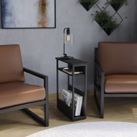 EONLION 3 Tier Slim Coffee Side Table Magazine Shelf Rack Bedside Sofa End Black