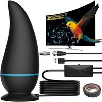Hinsinc TV Aerial Freeview Indoor TV Aerial with 560+ Miles Range Reception in Black