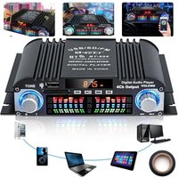Hinsinc USB SD FM Remote 1600W Digital Power Amplifier Bluetooth Stereo HiFi Audio 4CH in Black