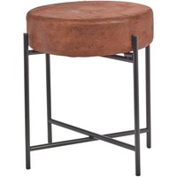 EONLION Brown Faux Leather Stool, Round Padded Seat with Metal Legs