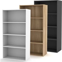 EONLION 4-Tier Wide Wooden Bookcase - Storage Cabinet with Shelves in White