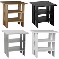 EONLION 2-Tier Wooden End Table & Nightstand with Storage in White