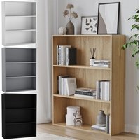 EONLION Wide 3-Tier Wooden Bookcase - Storage Cabinet with Display Shelves in Black | Size: Medium