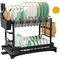 Kelvenix 2 Tier Black Kitchen Sink Dish Drainer Rack