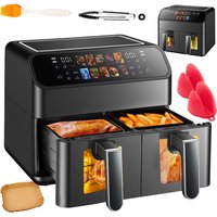 SPETLEK With 100 Tray Large 9L Dual Zone Digital Air Fryer Oven Cooker in Black