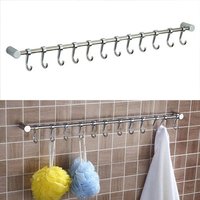 Hinsinc 12 Hooks Kitchen Wall Mounted Cupboard Bathroom Utensil Hanging Rack in Silver