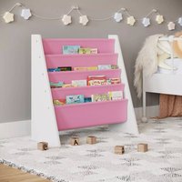 EONLION Fabric Sling Open Storage Display Bookshelf 4-Tier in Pink