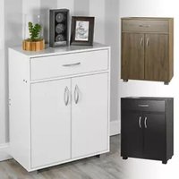 EONLION Small 2-Door Sideboard with Drawer, Wooden Hallway Storage Cabinet in White