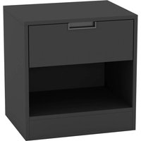 EONLION 1-Drawer Nightstand with Shelf - Bedroom Storage Cabinet in Black