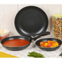 EONLION 4-Piece Ceramic Cookware Set, Induction Frying Pans in Black