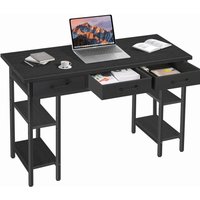 EONLION Computer Desk with 3 Drawers, Writing Table 4-Shelf Study Desk in Black