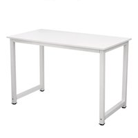 EONLION 120cm Computer Desk, Wooden Office Study Workstation Table in White