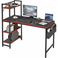 EONLION 120cm Corner Computer Desk, Reversible Writing Table with Bookcase in Black