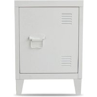 EONLION Lockable Metal Bedside Table, Storage Cabinet with Lock in White