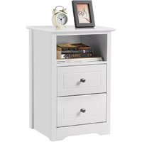 EONLION White 2-Drawer Bedside Table, Wooden End Storage Cabinet